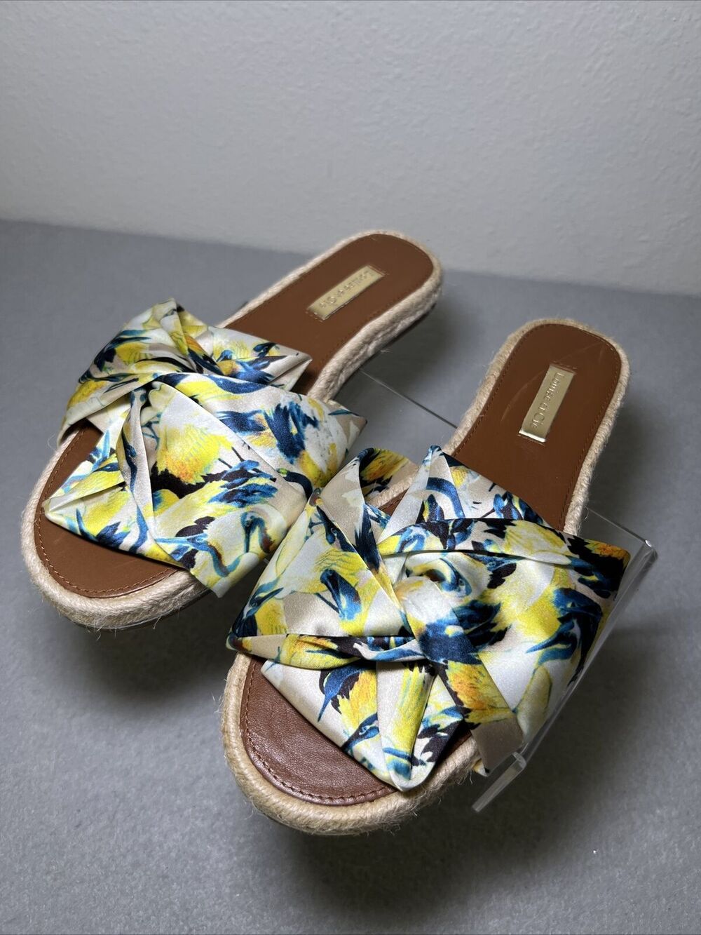 Louise Et Cie Floral Satin Twist Bow Slides Sandal Women's Size 7M Camille